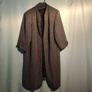 Textured Open-Front Duster Cardigan – Longline 3/4 Sleeve Women’s Coat